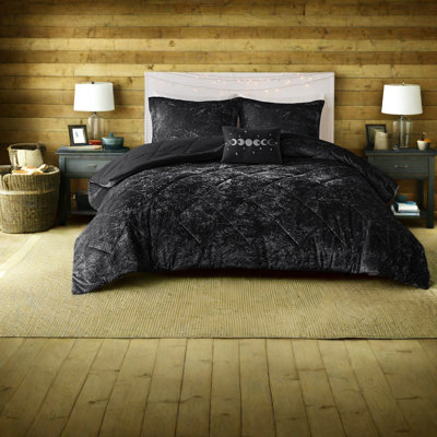 Ensembles de literie en velours luxueux, polyester noir, décor de chambre à coucher moderne