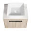 Meuble-lavabo flottant de conception moderne avec lavabo d'art en céramique, dalle de pierre plate et petites tablettes de rangement, porte à fermeture douce