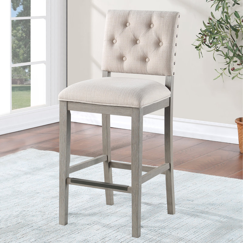 Chamness Upholstered Counter Stool with Solid Wood Frame, Bar Stool (30” Seat Height)