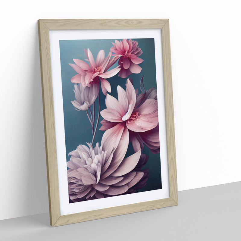 Luminous Flowers - Framed Print, 46cm H x 34cm W x 2cm D, Oak