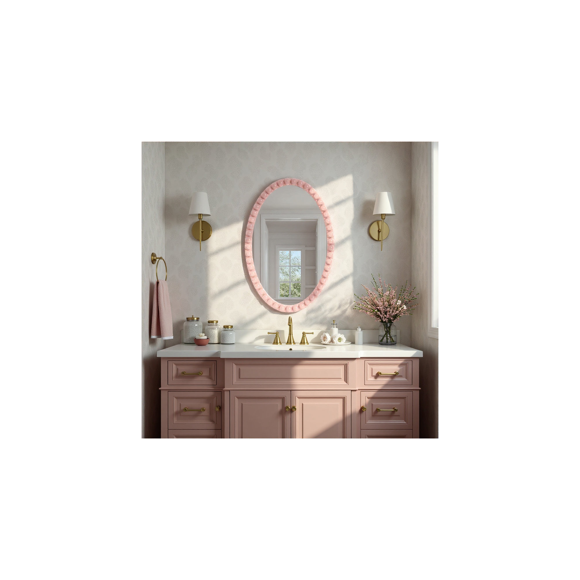 Varsha Oval Glossy Navy Mirror, Purple