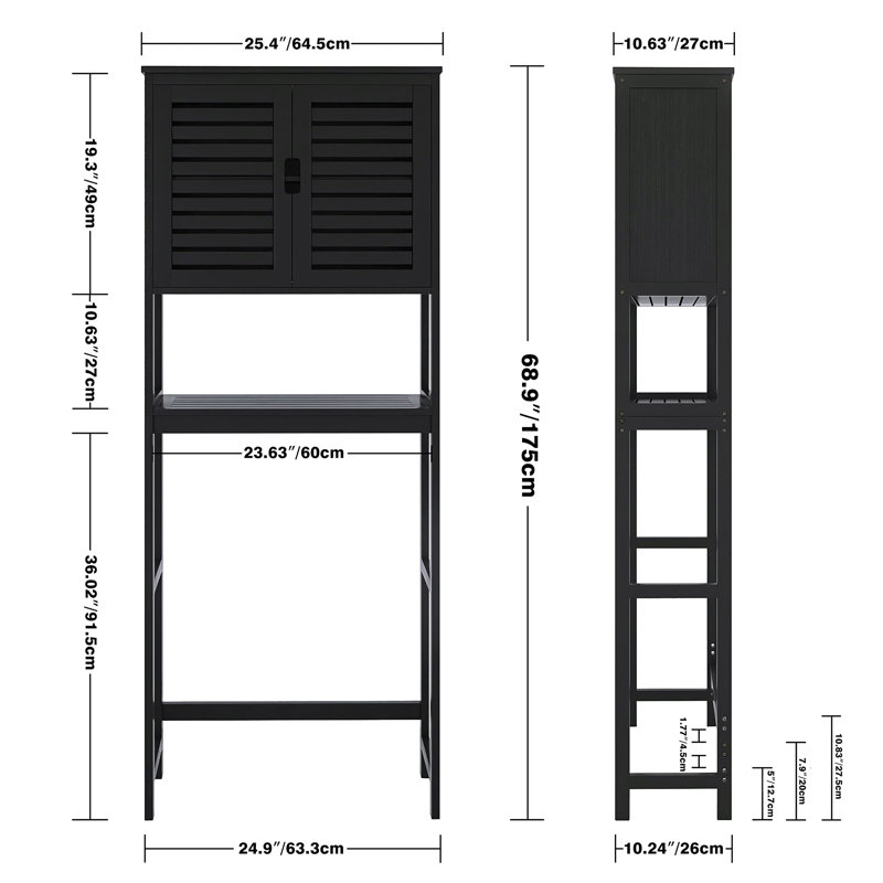 Hedia Freestanding Over The Toilet Storage, Black