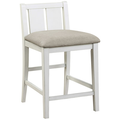 Transitional Counter Height Dining Table And Chairs With Brown Fabric White Gray Finish Upholstery