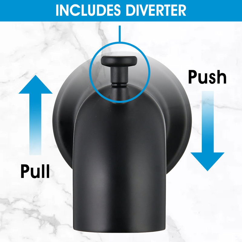Wall Mounted Tub Spout Trim with Diverter, Matte Black