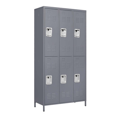 6 Door 72"H Metal Lockers With Lock For Employees,Storage Locker Cabinet  For Home Gym Office School Garage