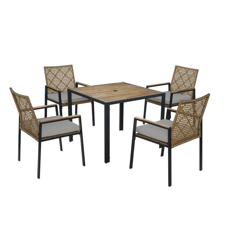 Ensemble repas d'extérieur 5 pièces 5 pièces, Gris