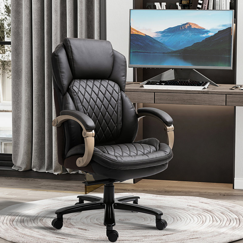 Fauteuil de bureau brun avec siège très large, hauteur réglable et pivot à 360 ° pour un grand bureau confortable en brun