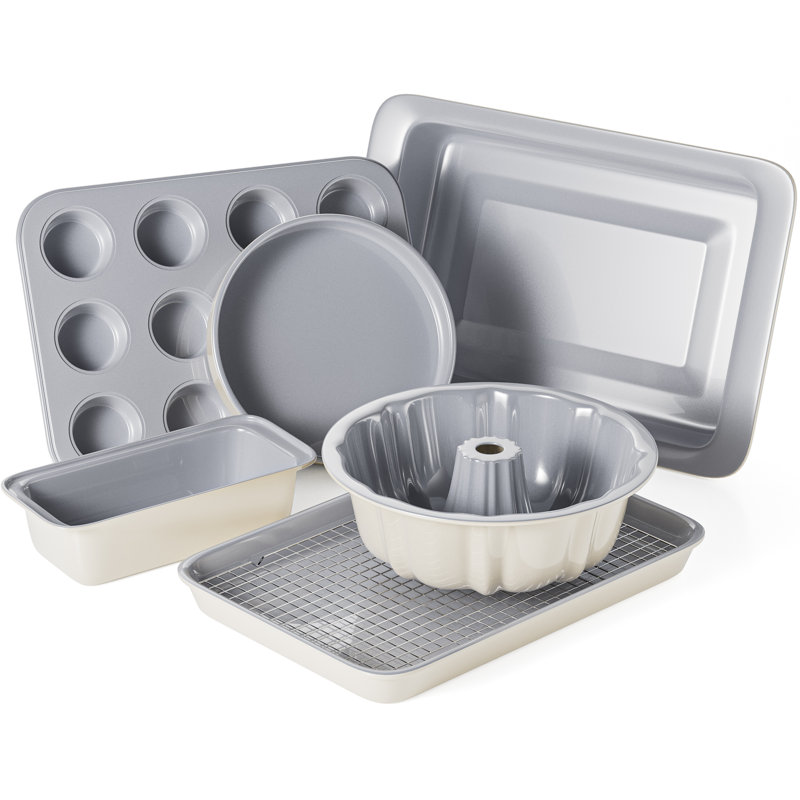 7 Pieces Nonstick Ceramic Stackable Baking Pans Set Bakeware Sets