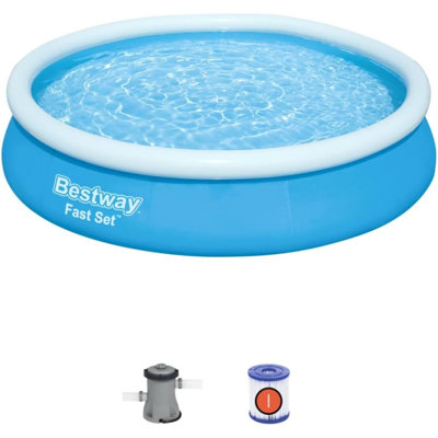 Polyvinyl Chloride (PVC) Round Inflatable Pool 76cm H x 366cm W x 366cm L , with Pump Included