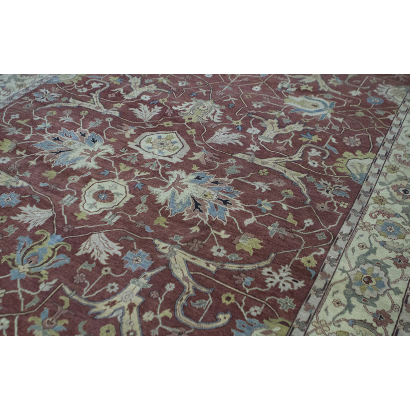 Tapis rouille et ivoire de haute qualité noué à la main