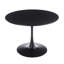 Table de salle à manger Mid-Century à piédestal, pour 4 à 6 personnes, plateau rond en panneau de fibres à densité moyenne noir profond avec base en métal