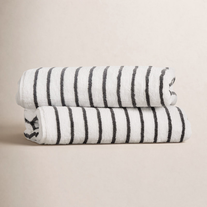 Carley 100% Cotton Cabana Beach Towel, Gray
