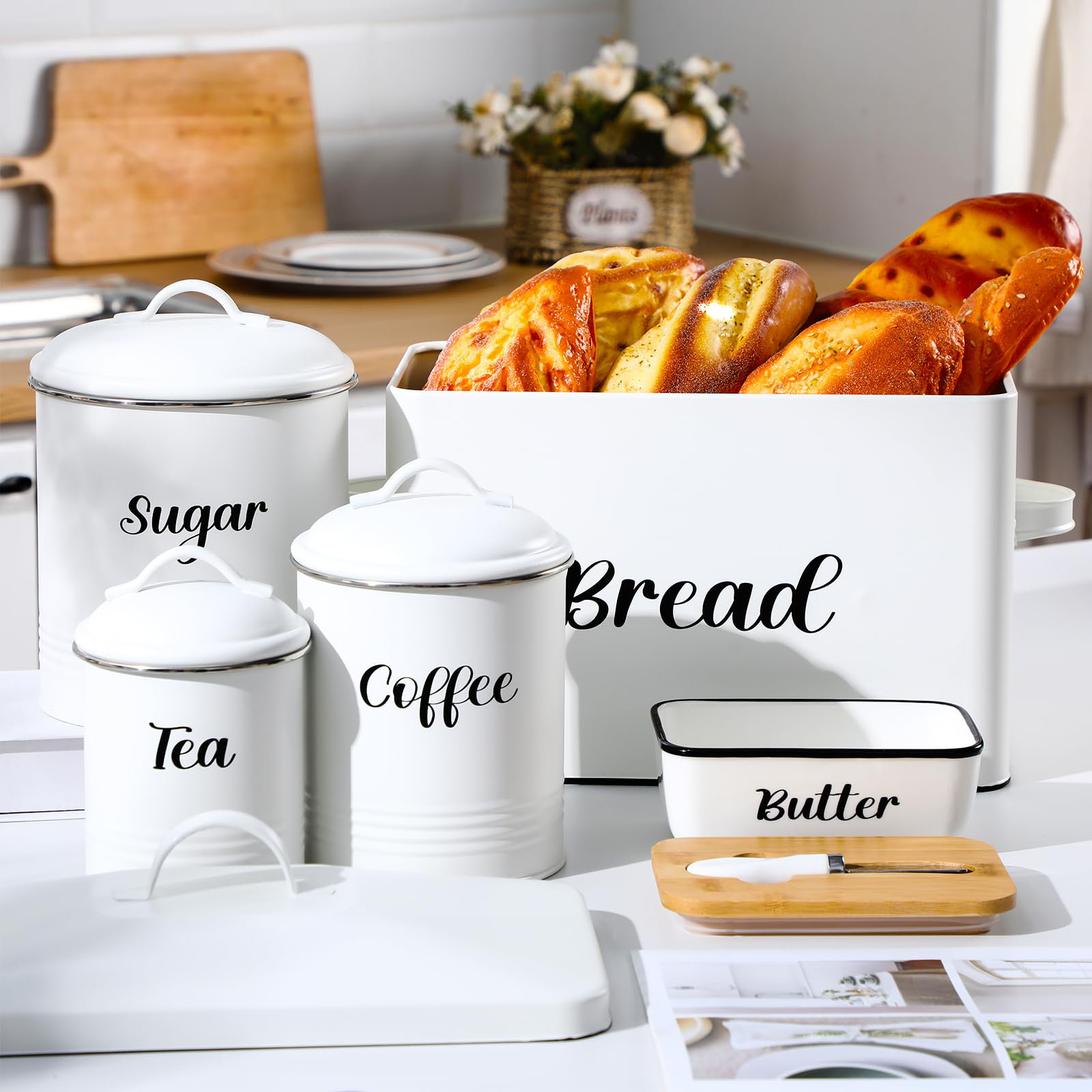 Red Barrel Studio® Metal Bread Box And Ceramic Butter Dish With