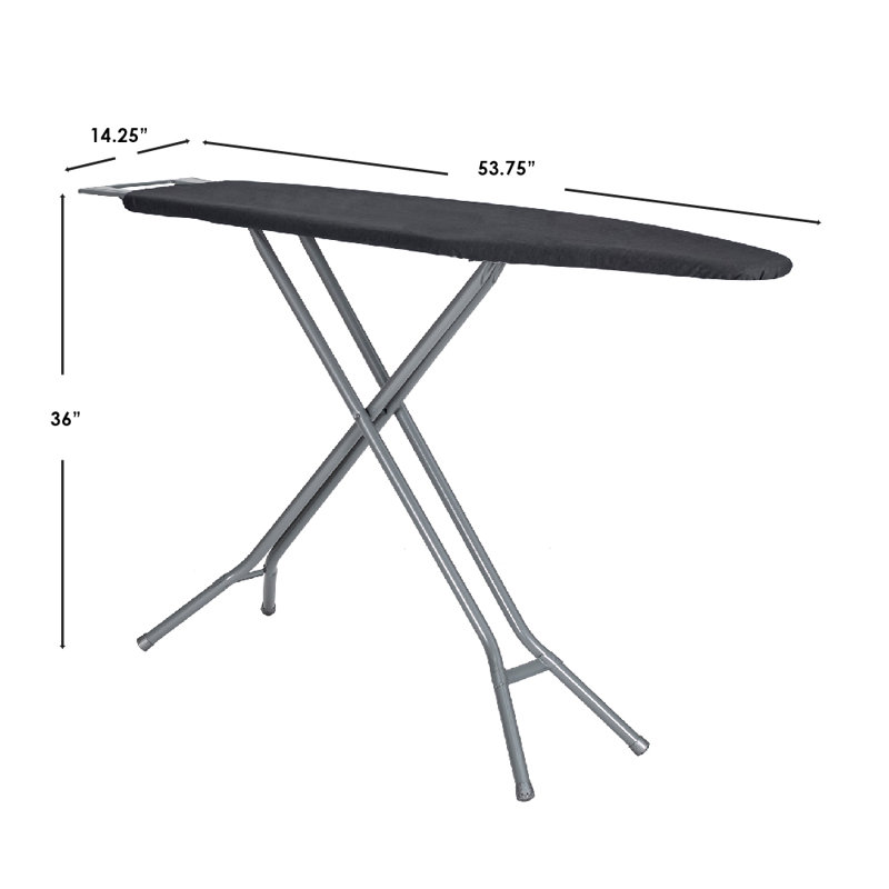 Planche à repasser à hauteur réglable à 4 pieds avec plateau en filet et repose-fer Seymour Home Products, Gris anthracite