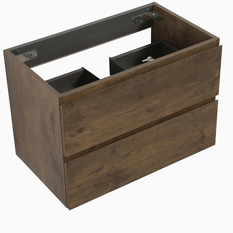 Armoire murale sans lavabo, avec deux tiroirs, pré-assemblée, Brun