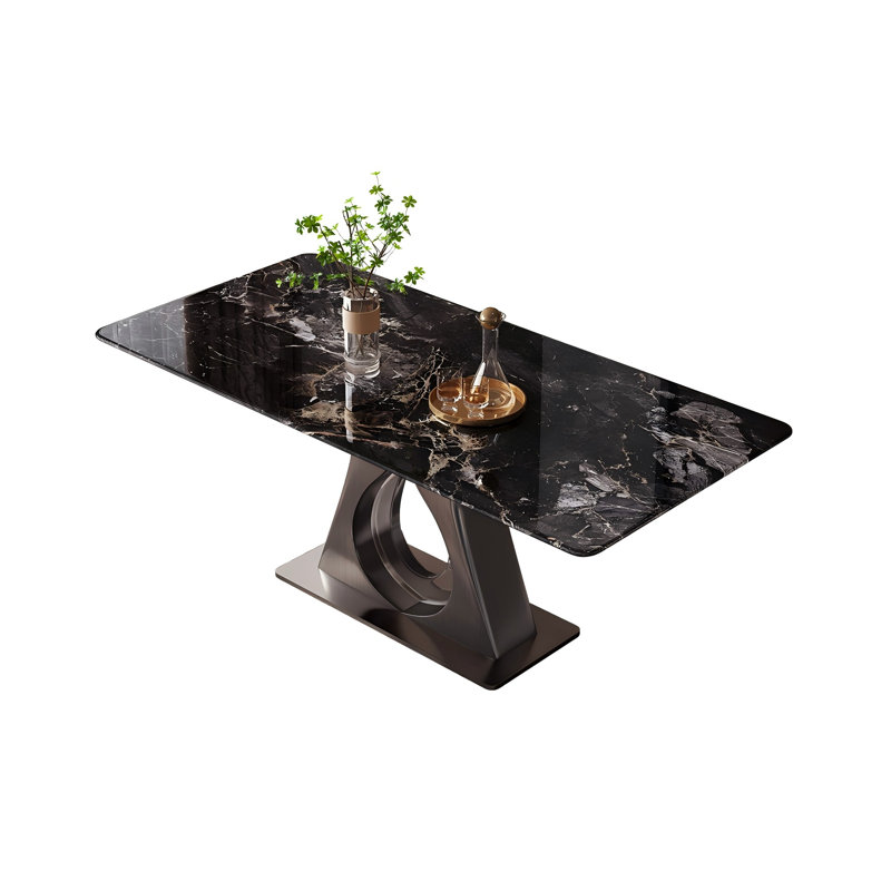 Table de salle à manger en acier inoxydable, H 29,53 po x L 55,12 po x l 31,50 po