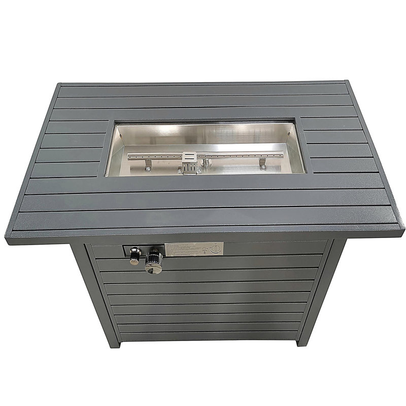 Steel propane outdoor fire pit table with lid, Gray