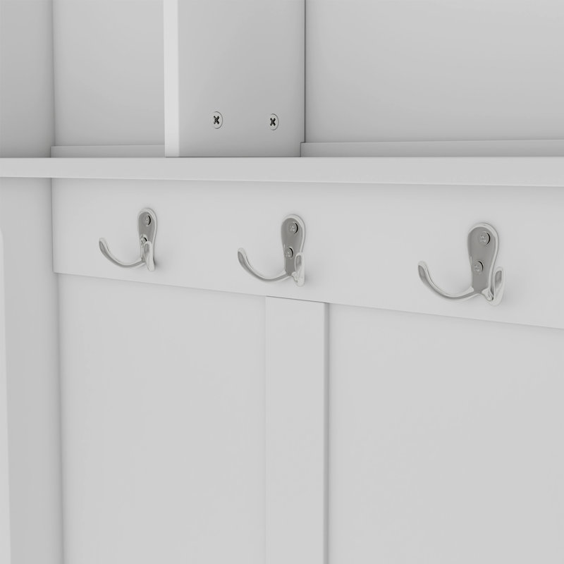 Hall Tree 59'' Wide With Bench And Shoe Storage, White