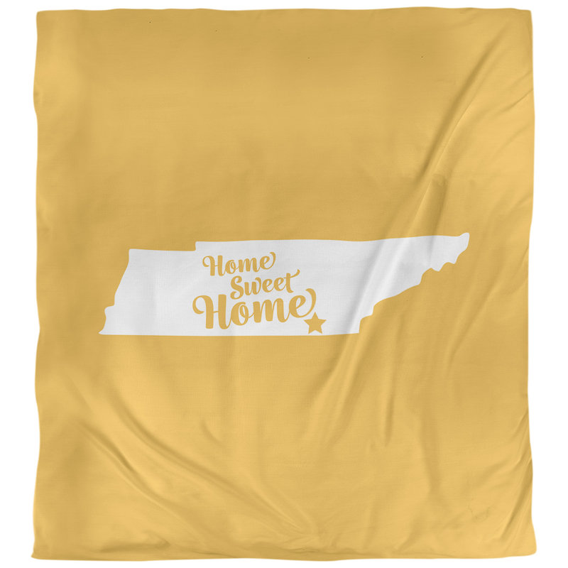 Housse de couette réversible simple Home Sweet Chattanooga, Microfibre, Housse de couette pour très grand lit, Jaune