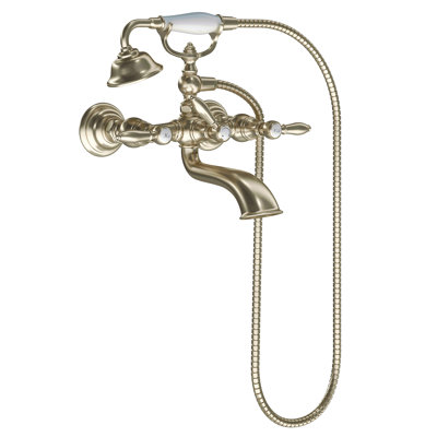 Garniture de robinet au sol à deux poignées avec inverseur et douchette pour baignoire sur pattes Weymouth