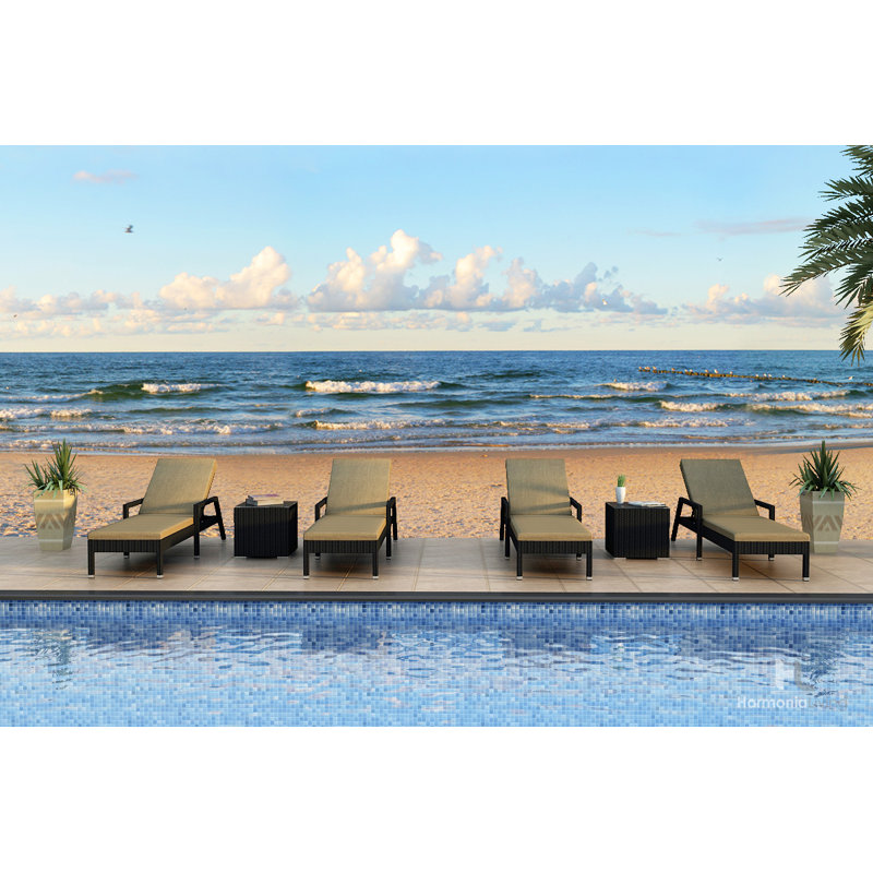 Obaid Outdoor Chaise Lounge, Coffee Bean, Canvas Henna Sunbrella® Canvas