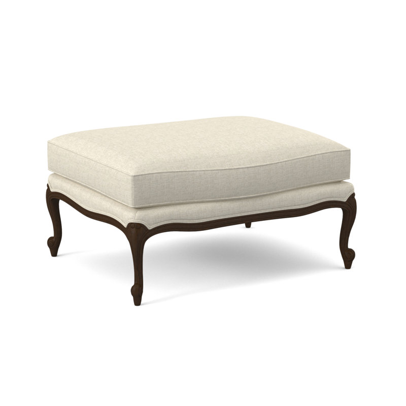 St. Helena Ottoman, Sunny Linen, American Walnut