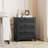 Cabhan 19.7"W Rattan Nightstand with 3 Drawers for Bedroom, Wood Bed Side Table Night Stand Black