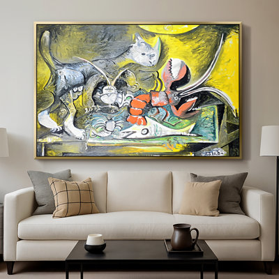 Nature morte avec un chat et un homard, 1960 - Pablo Picasso, toile tendue avec châssis