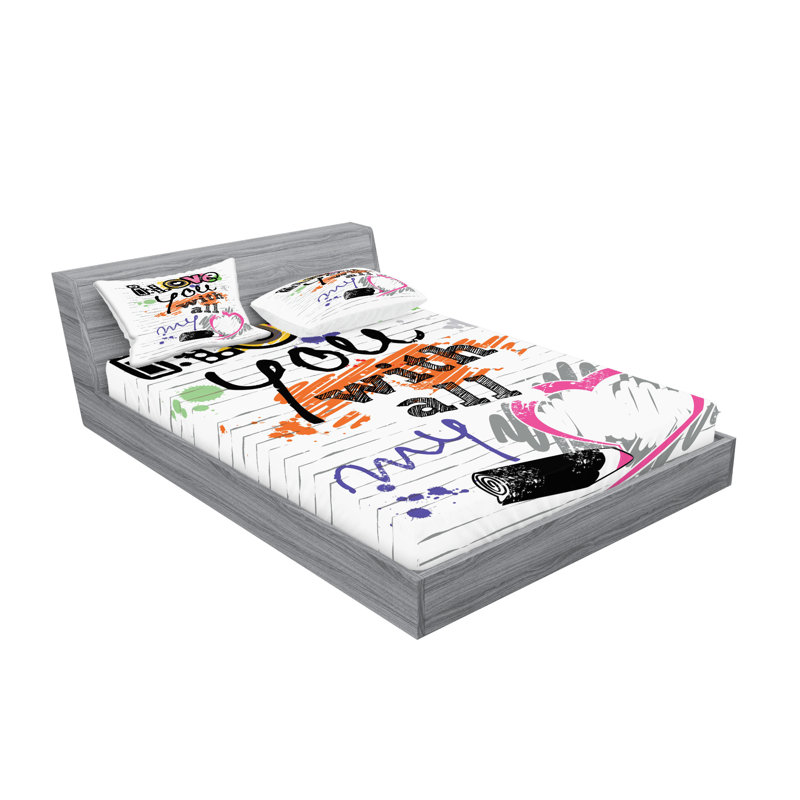 Multicolore drap-housse et coussin décoratif Ambesonne I Love You, Ensemble de draps pour très grand lit californien