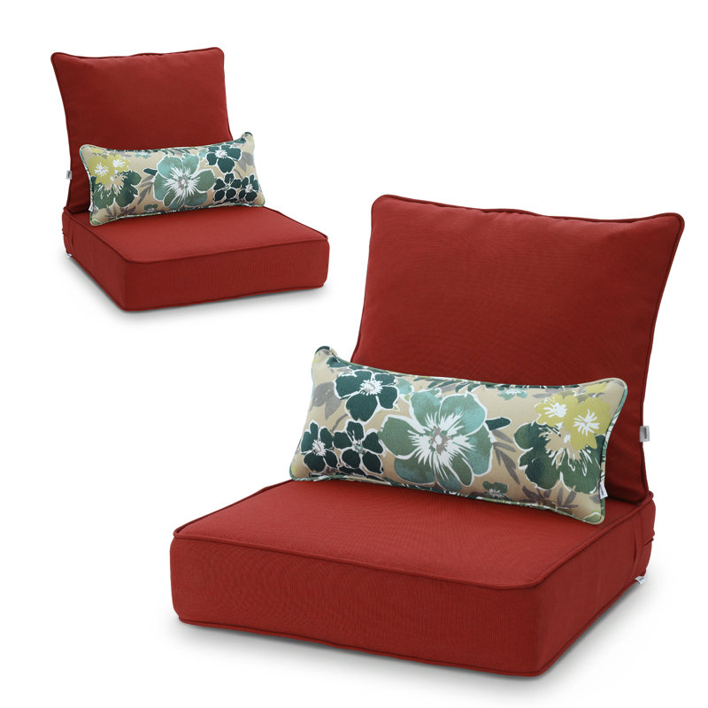 Ensemble de coussins de siège d'extérieur, L 24 po x P 24 po, Rouge