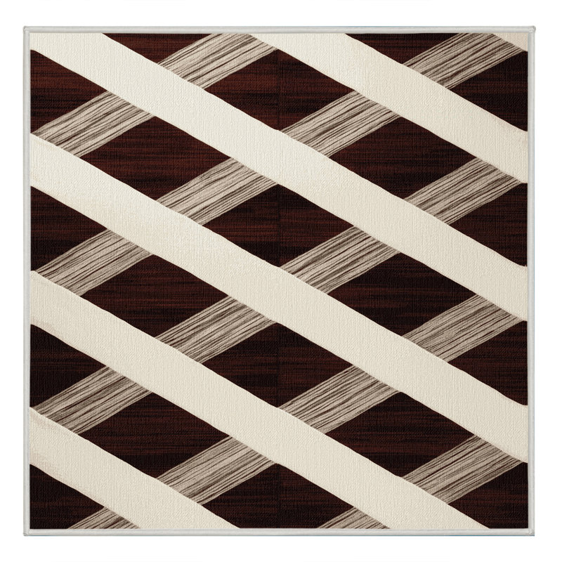 Machine Washable Checkered Beige Area Rug, Square 5'