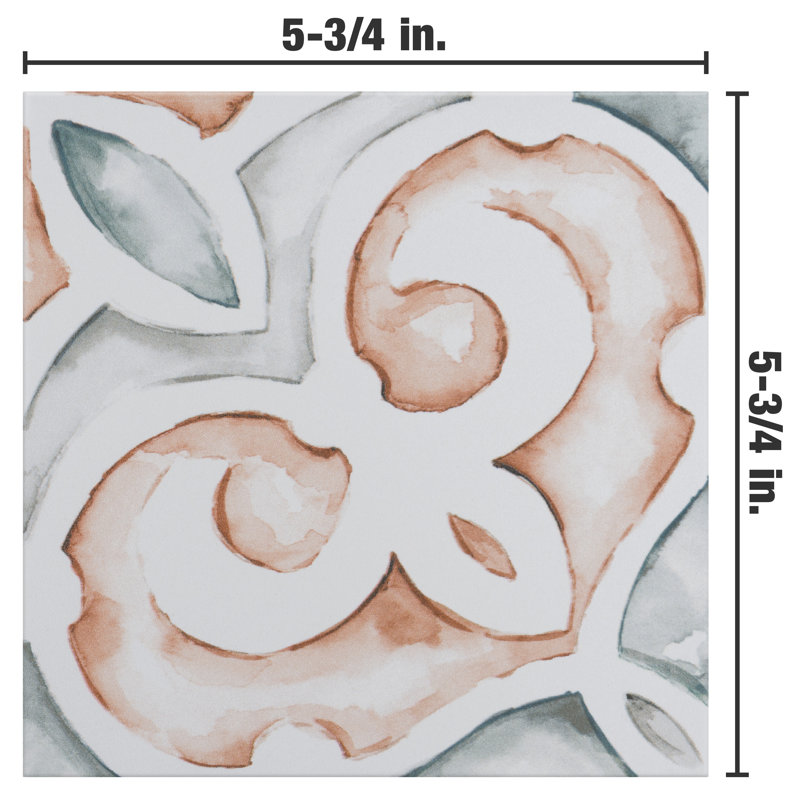 Saint Germain 6" x 6" Porcelain Patterned Wall & Floor Tile