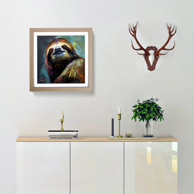 Sloth Gestural Art - Framed Print