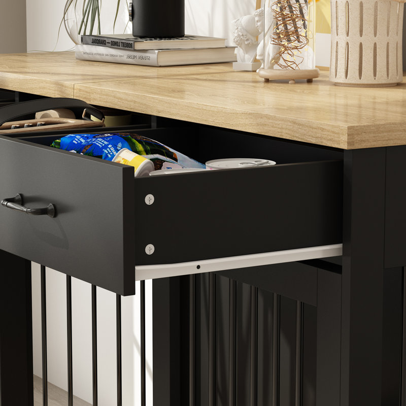 Extine Furniture Style Crate with 1 Door, Black/Oak