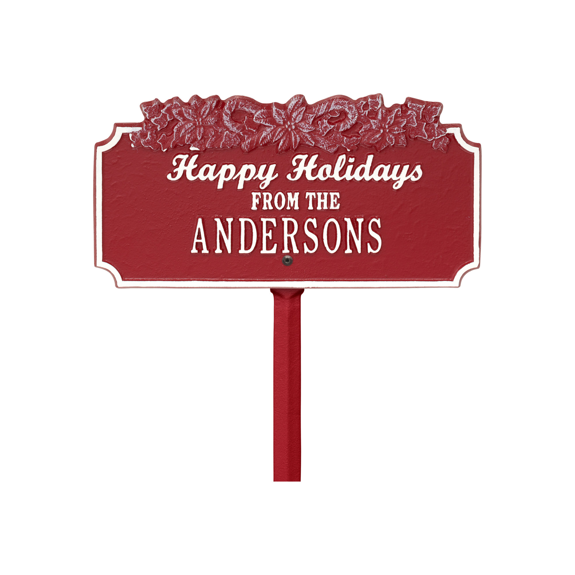 Happy Holidays Garden Stake, Yes, Red/White