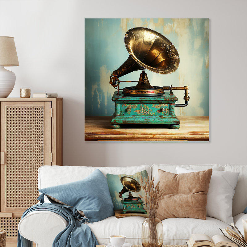 Rétro Phonographs Elegance I rétro - art mural en métal Phonographs, H 36 po x l 36 po