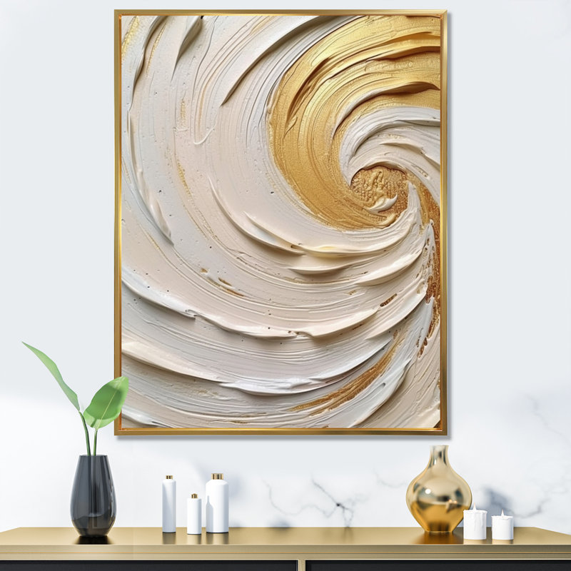 Tourbillon éternel doré IV sur toile, H 20 po x l 12 po x P 1 po, Cadre flottant doré