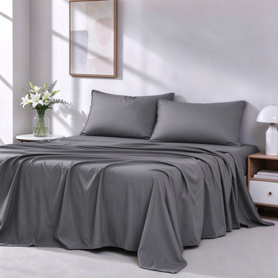 Full Size Cooling 4-Piece Sheet Set, Soft Breathable Bedding Sheets for Hot Sleepers, Deep Pocket Fits up to 16 Inch Mattress, Hypoallergenic Wrinkle Resistant Complete Bed Sheet Bedding Set