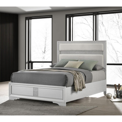 Mid-Century Modern Upholstered Panel Bed,for bedroom