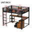 Lit mezzanine avec bureau et tiroirs de rangement en tissu non tissé, cadre de lit mezzanine en métal avec échelles, cadre de lit pour économiser de l'espace