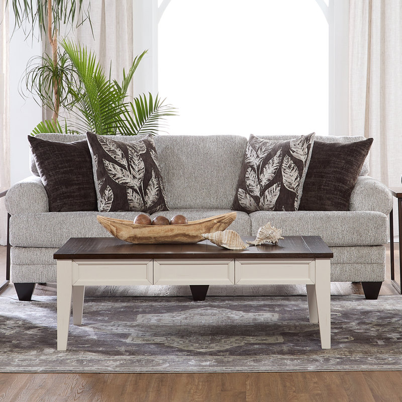 Cannoy Upholstered 93'' Sofa, Light Gray Polyester Blend