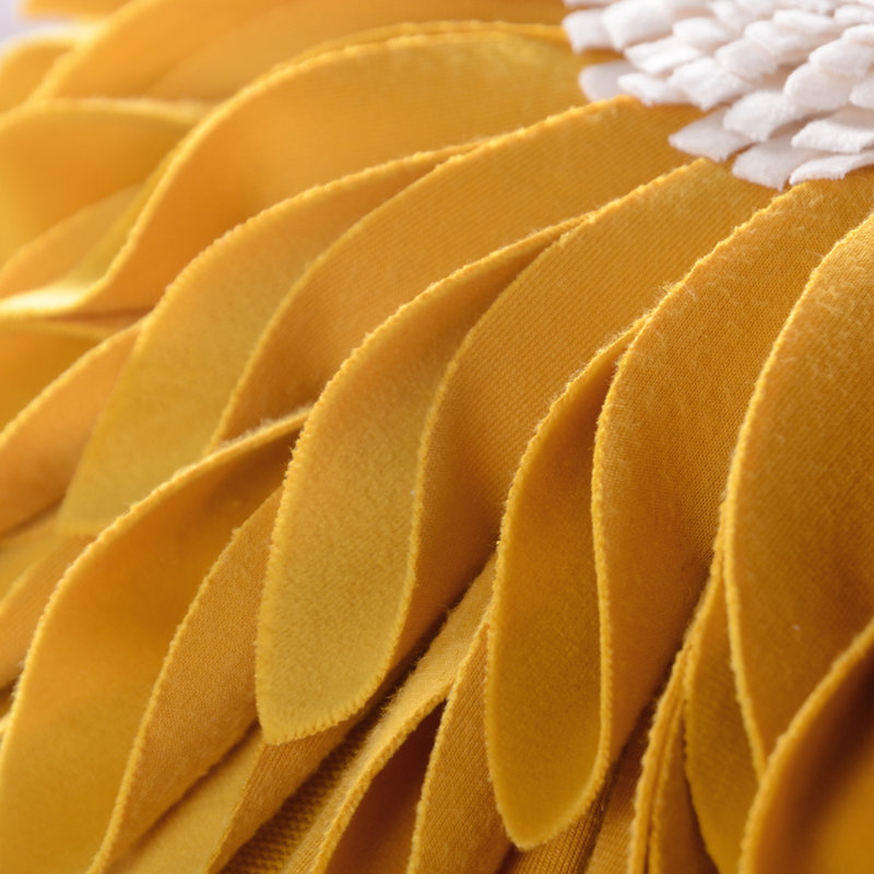  Housse de coussin décoratif à motif floral Appliqued, Jaune