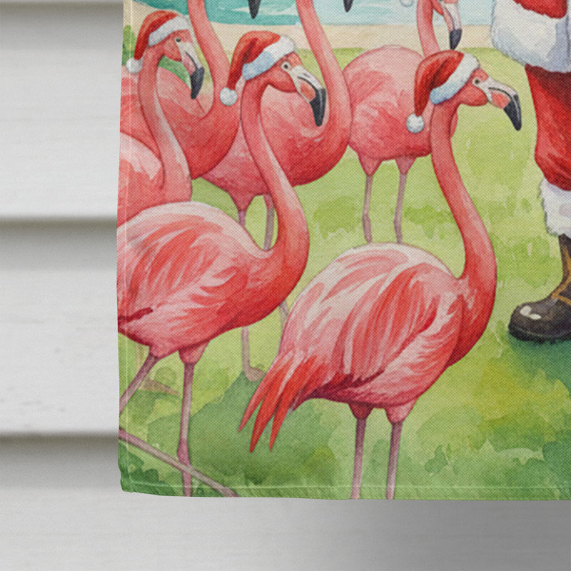 Père Noël avec flamants roses, drapeau de la maison de Noël, House Size, Père Noël avec flamants roses