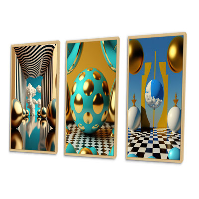 «Golden Spheres Infinity», 3 pièces sur toile