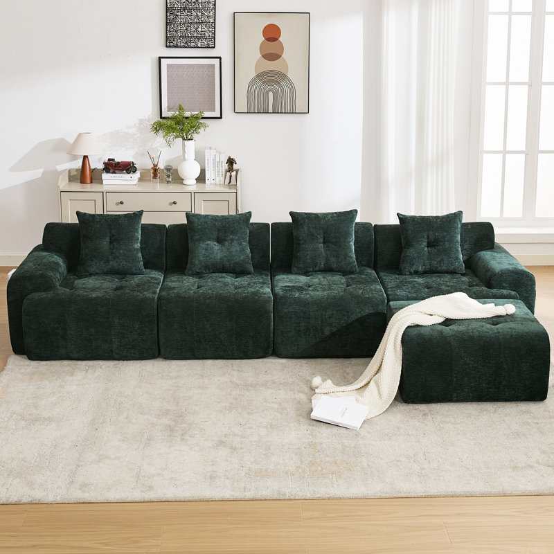 101.64-inch Modular Sofa No Assembly Required Perfect for Modern Minimalist Living Rooms Includes Three Cushions Corduroy Daybed Sofa with Side Pockets