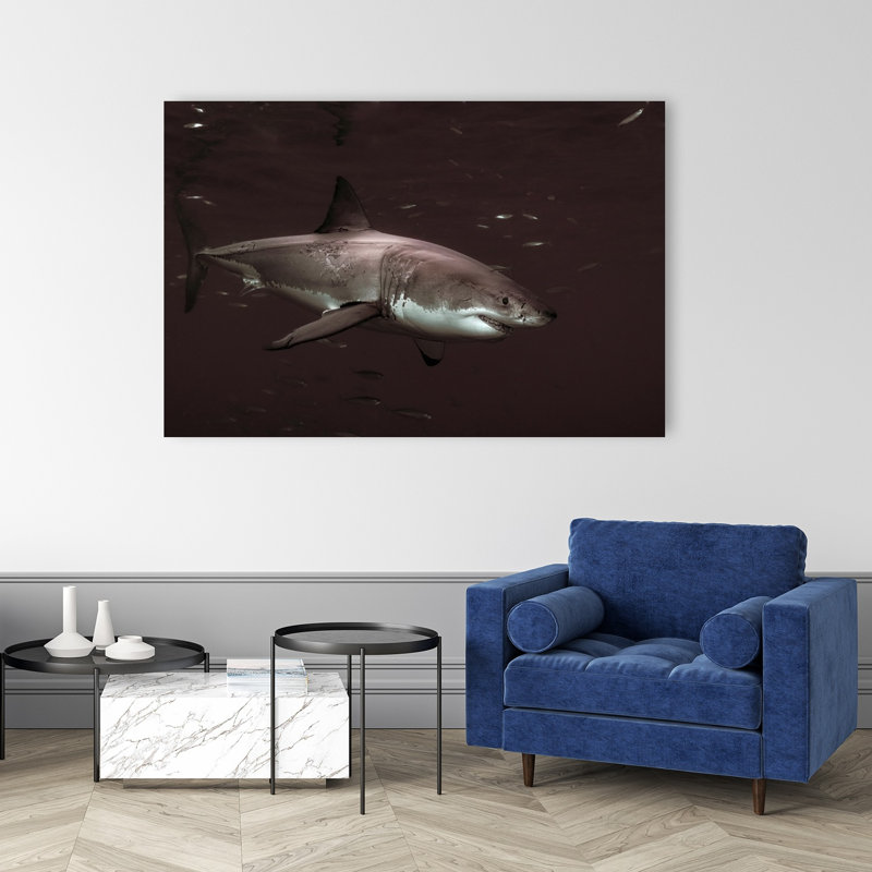 Grand requin poisson contemporain, impression d'art mural, H 40 po x l 60 po