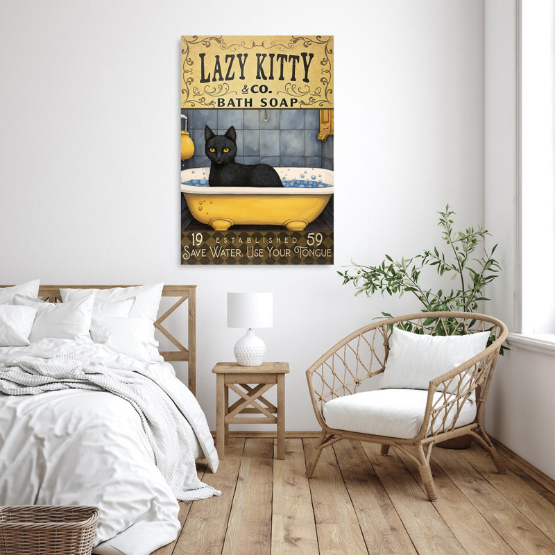 Impression sur toile Humairah Lazy Kitty, H 36 po x l 24 po x P 1,25 po
