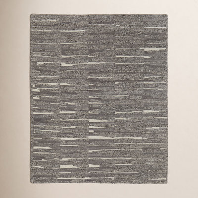 Gray Taupe Ivory Hand-Loomed Abstract Wool Rug