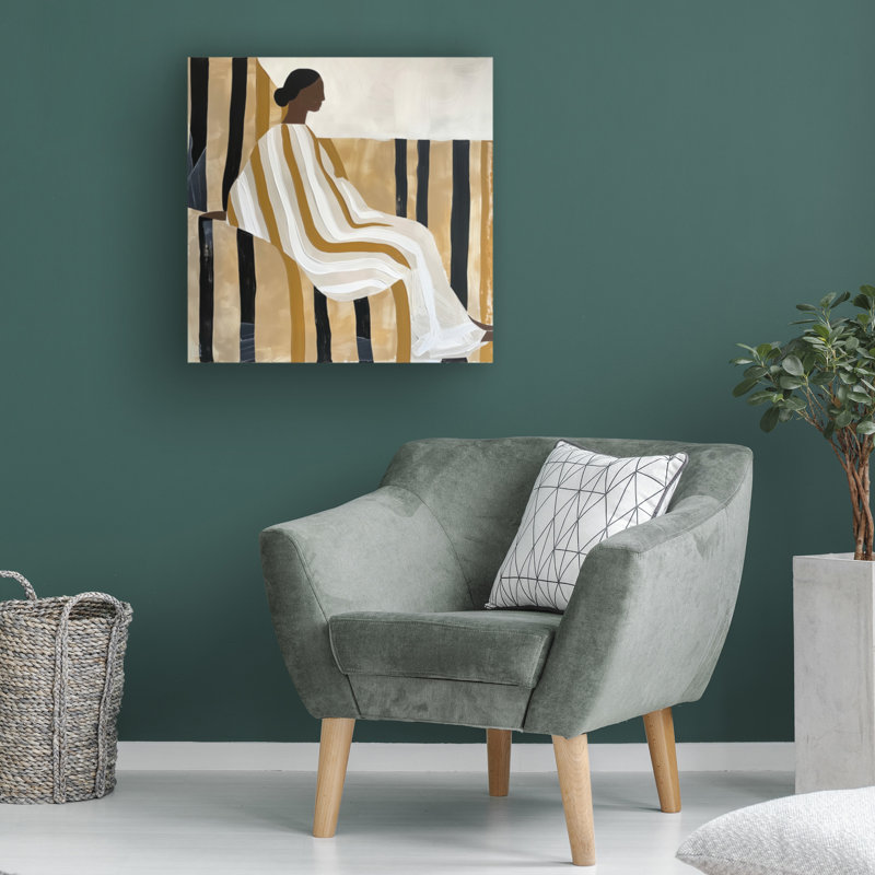 Mowzu Lady In Stripes Canvas Art, 18" H x 18" W