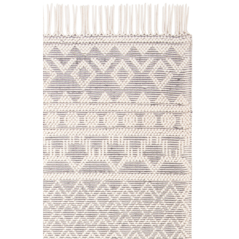 Tapis en laine / coton tissé à la main Mcguigan Natura en ivoire / gris, Rectangle 3 pi x 5 pi